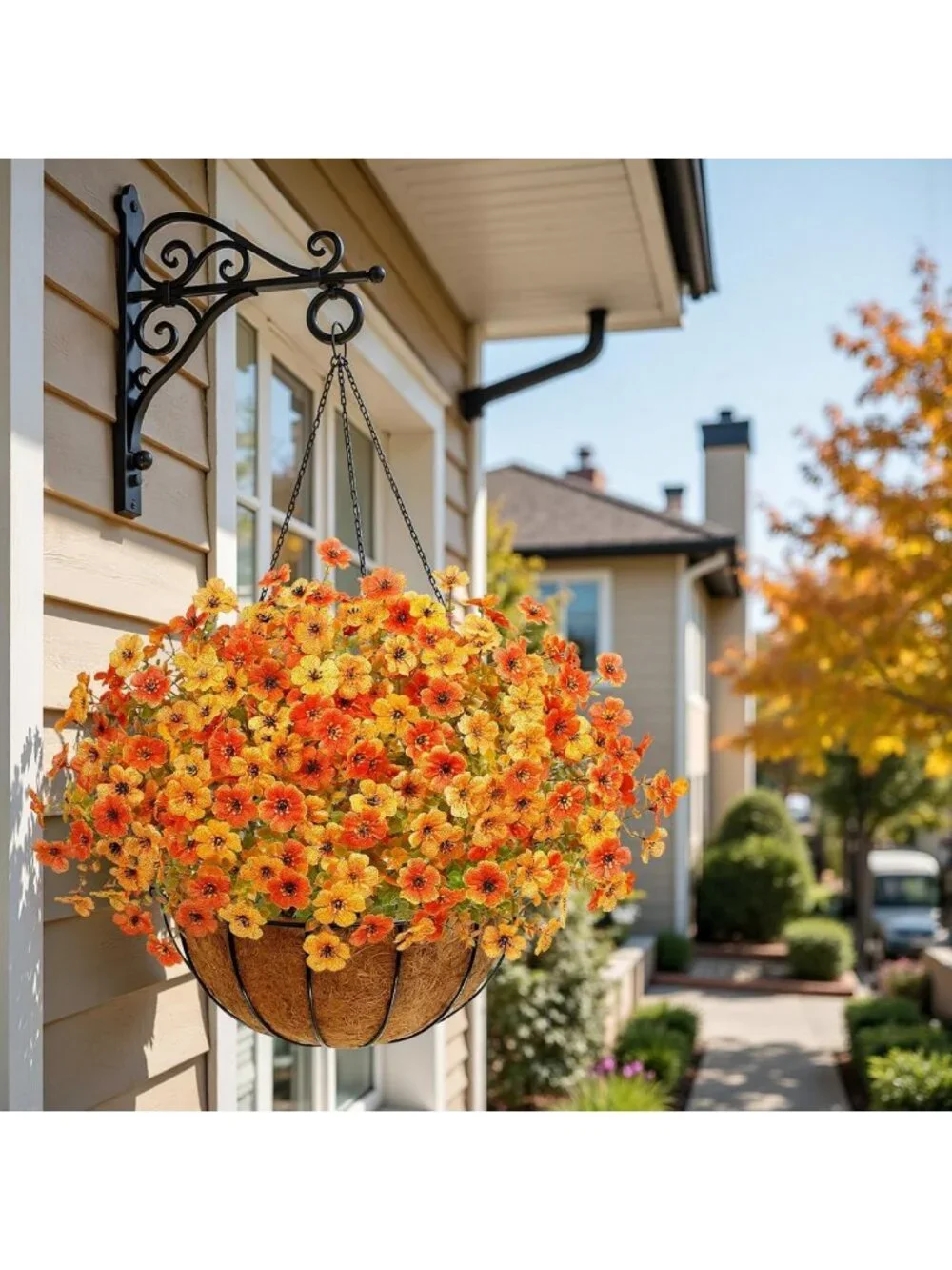 24 Bundles UV Resistant Faux Fall Flowers - Perfect for Home Decor & Porches